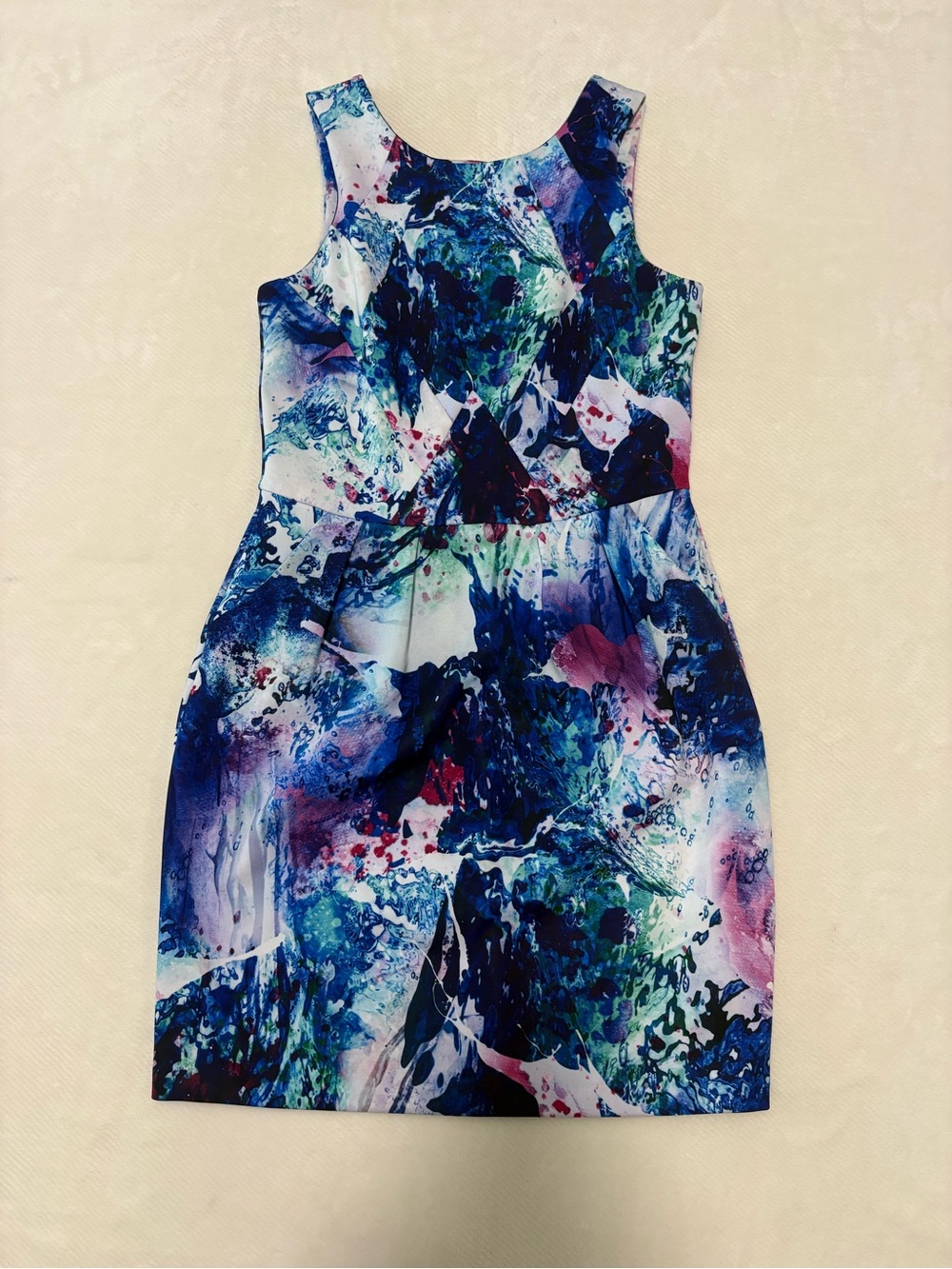 Amanda Uprichard Blue Pink Green Abstract Print Dress